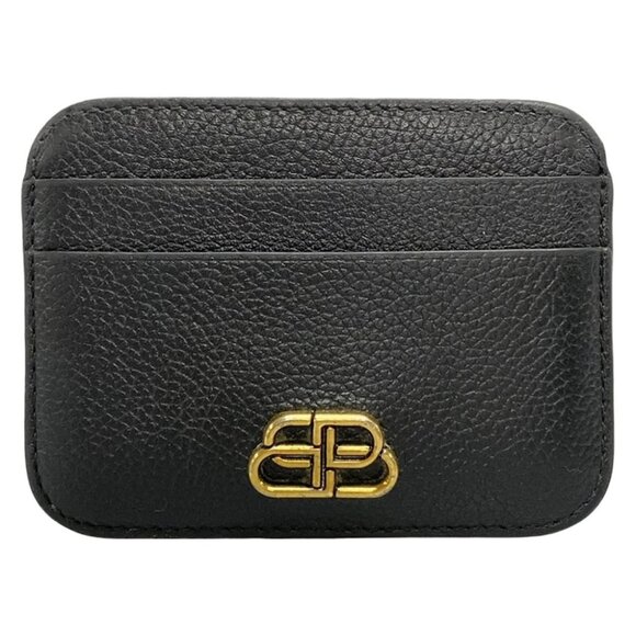 Auth BALENCIAGA - 601386 Black Leather Card Case - Picture 1 of 5